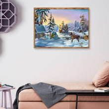Charger l&#39;image dans la galerie, Paysage de neige - diamant rond complet - 40x30cm

