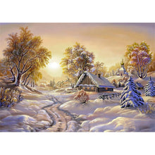 Charger l&#39;image dans la galerie, Paysage de neige - diamant rond complet - 40x30cm

