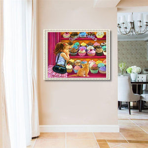 Jolie fille - diamant rond complet - 40x30cm