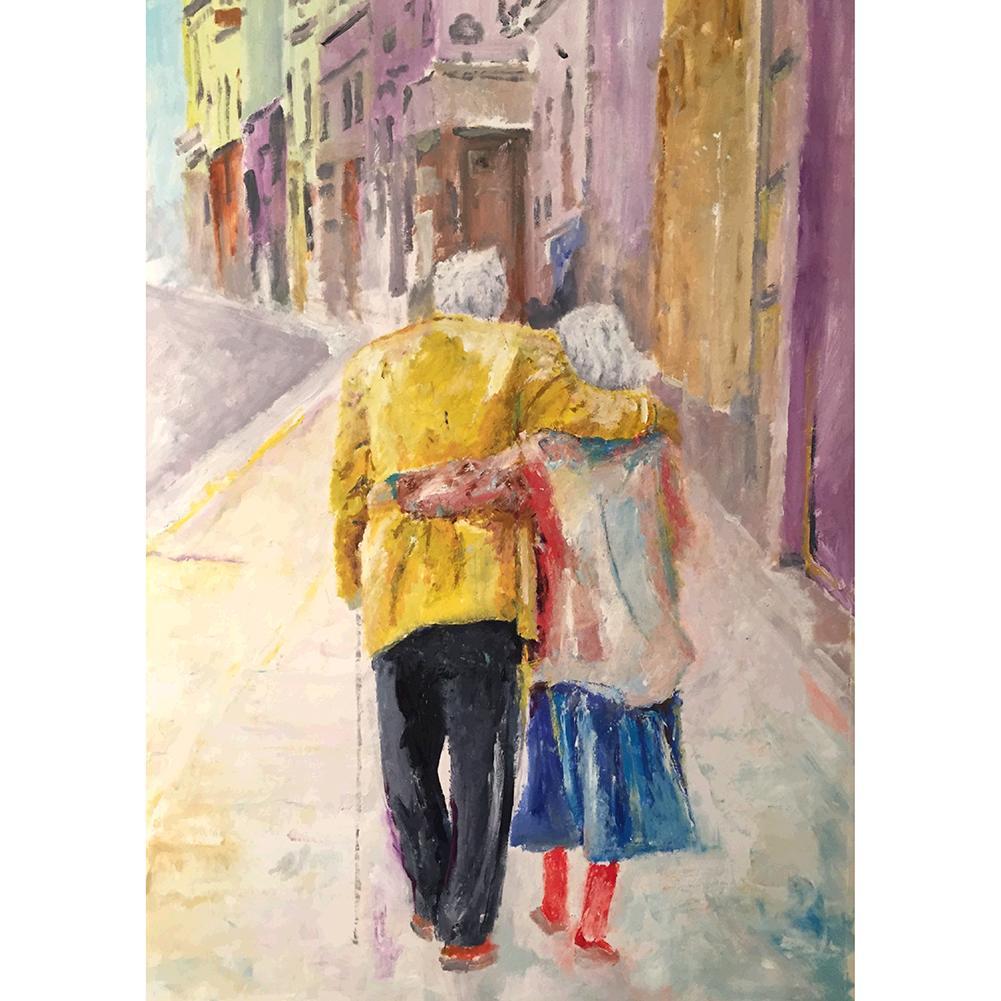 Couples plus âgés - diamant rond complet - 30x40cm