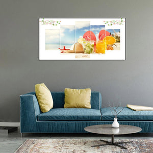 5pcs/set beach - peinture en diamant ronde - 95x45cm