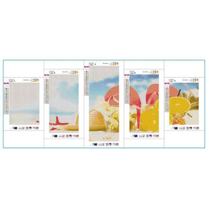 5pcs/set beach - peinture en diamant ronde - 95x45cm