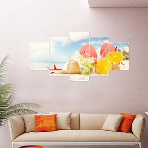 5pcs/set beach - peinture en diamant ronde - 95x45cm