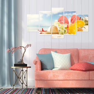 5pcs/set beach - peinture en diamant ronde - 95x45cm
