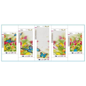 5pcs papillon - diamant rond complet - 95x45cm