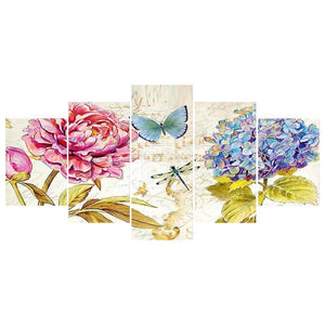 5pcs papillon - diamant rond complet - 95x45cm