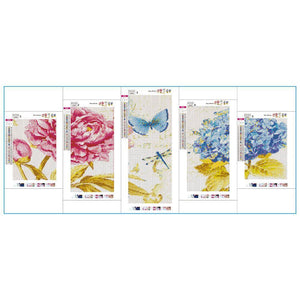 5pcs papillon - diamant rond complet - 95x45cm