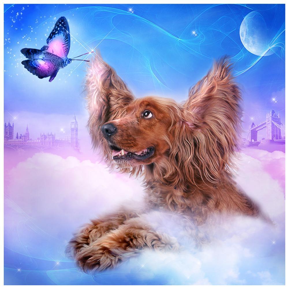 Chien - diamant rond complet - 30x30cm