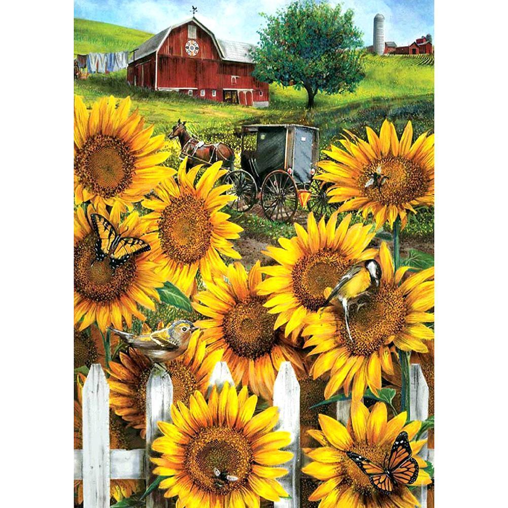 Tournesol - diamant rond complet - 30x40cm