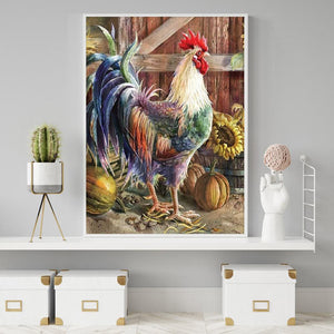 Coq - diamant rond complet - 30x40cm