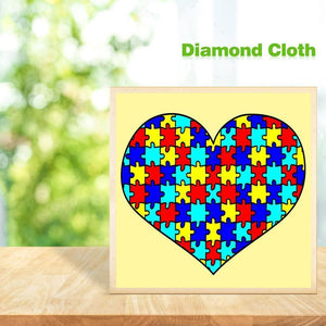 Coeur - diamant rond complet - 30x30cm