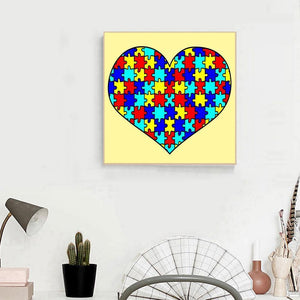 Coeur - diamant rond complet - 30x30cm
