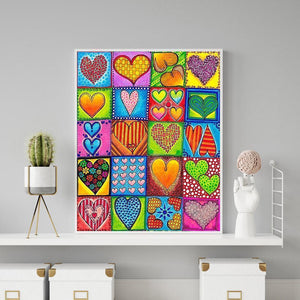 Coeur - diamant rond complet - 40x50cm