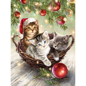 [Multi-Taille en option]Chat Noël - Complète Rond/Carré Daimond Painting