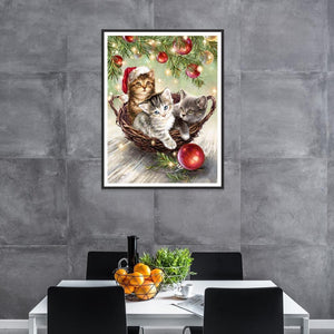 [Multi-Taille en option]Chat Noël - Complète Rond/Carré Daimond Painting