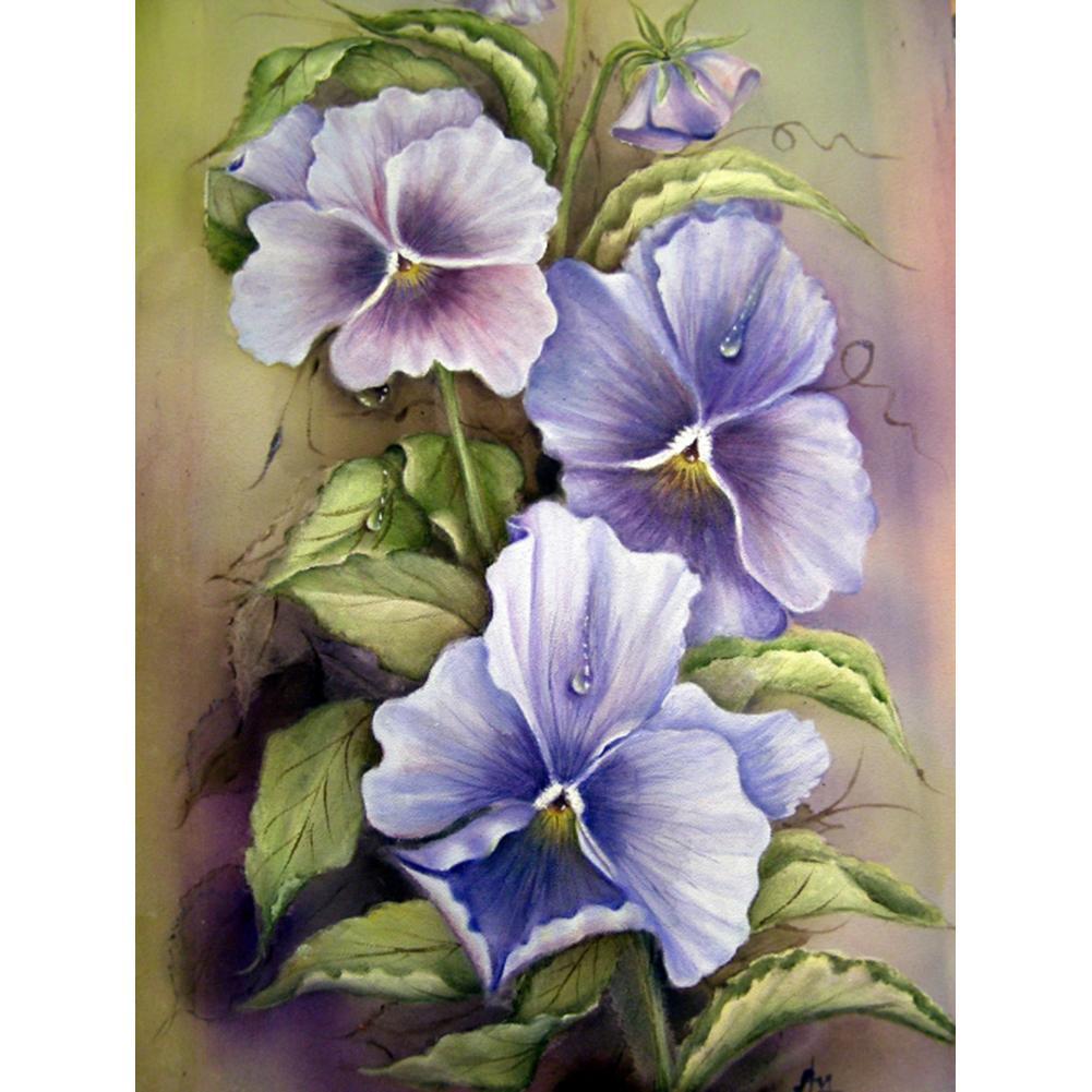 Fleurs - diamant rond complet - 30x40cm