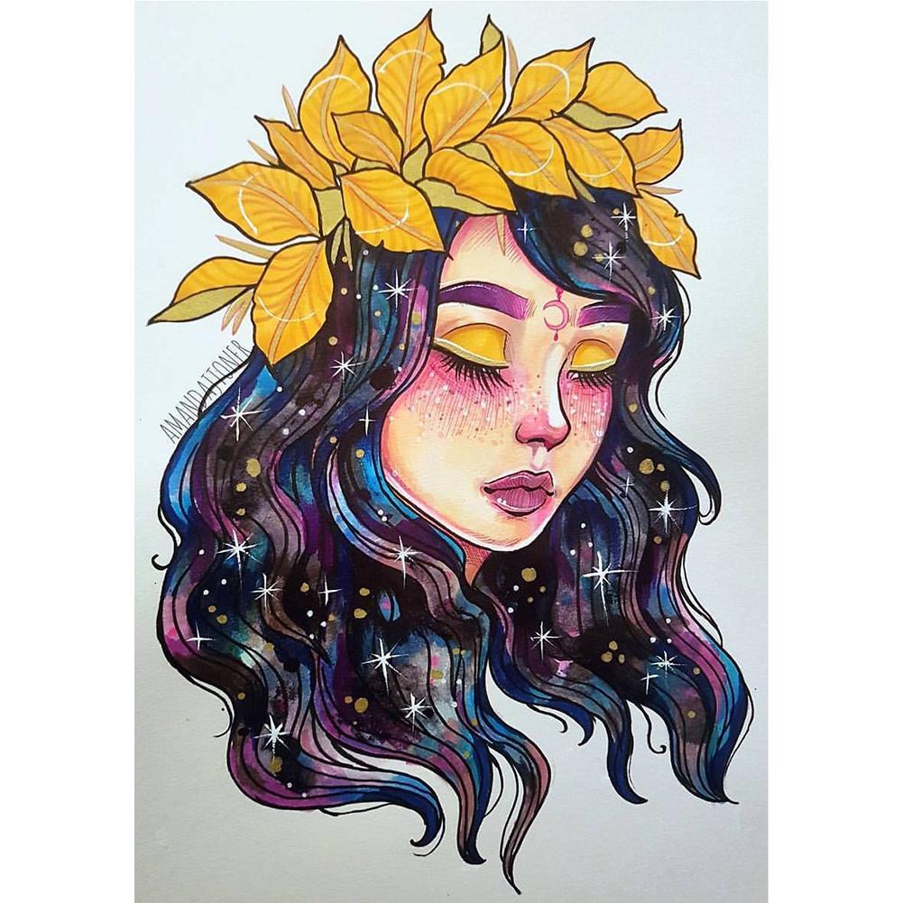 Fille - diamant rond complet - 30x40cm