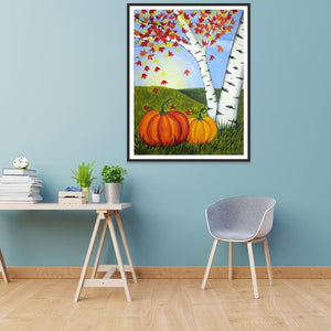 Citrouille - diamant rond complet - 30x40cm