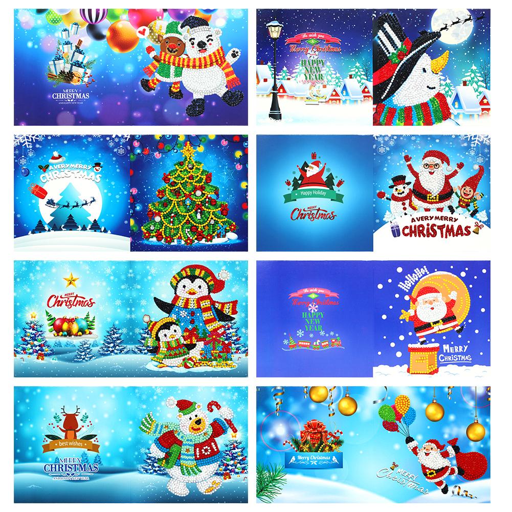 8pcs/Set-Christmas-Diamond Cartes de voeux