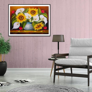 Tournesol - diamant rond complet - 40x30cm
