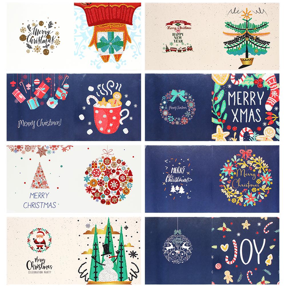 8pcs/Set-Christmas-Diamond Cartes de voeux
