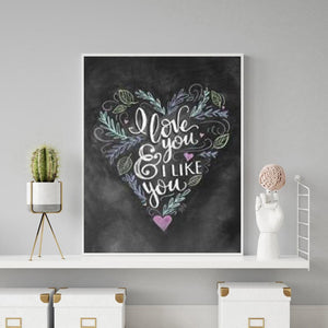 Mots - diamant rond complet - 30x40cm