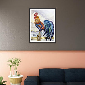 Coq - diamant rond complet - 30x40cm