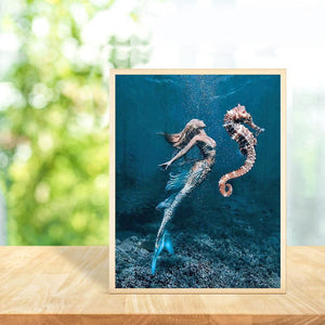 Hippocampe - diamant rond complet - 30x40cm