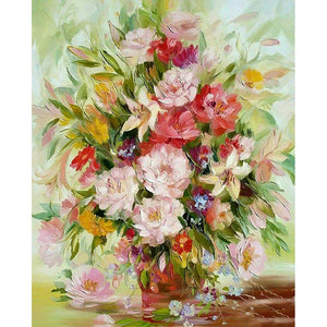 Fleurs - diamant rond complet - 30x40cm