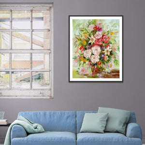 Fleurs - diamant rond complet - 30x40cm