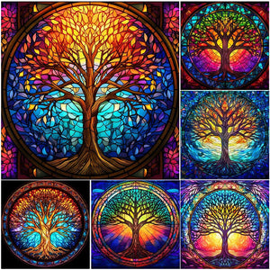 Sirène en Vitrail Tree-FULL Round Diamond Painting-30x30cm