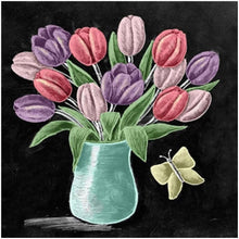 Charger l&#39;image dans la galerie, Fleur - diamant rond complet - 30x30cm
