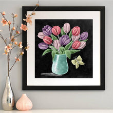 Charger l&#39;image dans la galerie, Fleur - diamant rond complet - 30x30cm
