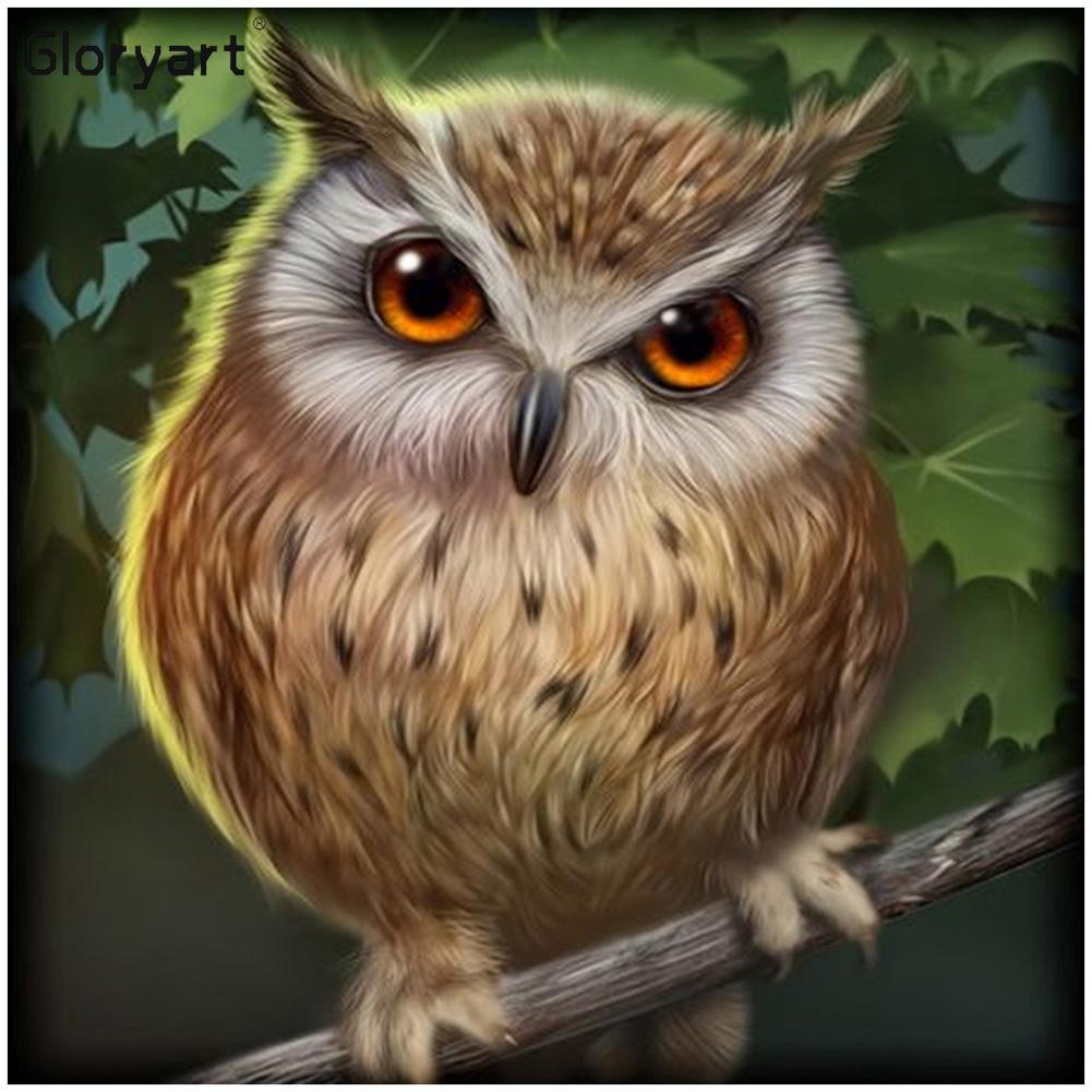 Glorpart hibou - diamant rond complet - 30x30cm
