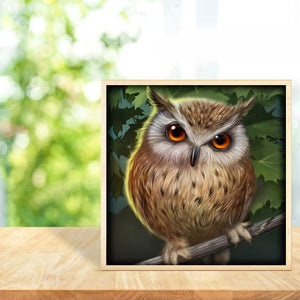 Glorpart hibou - diamant rond complet - 30x30cm