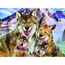 Charger l&#39;image dans la galerie, Loup - diamant rond complet - 40x30cm
