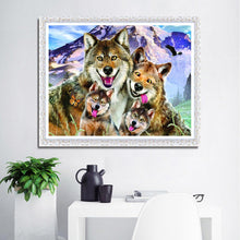 Charger l&#39;image dans la galerie, Loup - diamant rond complet - 40x30cm
