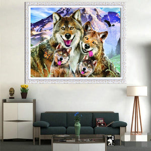 Loup - diamant rond complet - 40x30cm