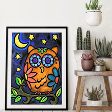 Charger l&#39;image dans la galerie, Hibou - diamant rond complet - 30x40cm
