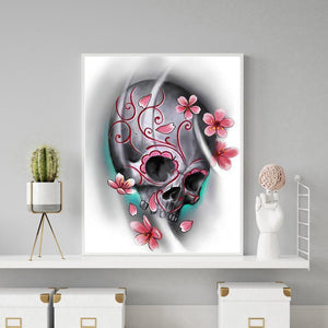 Crâne - diamant rond complet - 30x40cm