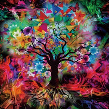 Charger l&#39;image dans la galerie, Arbre coloré - diamant rond complet - 30x30cm
