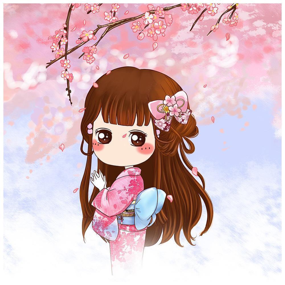 Fille - diamant rond complet - 30x30cm