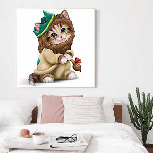 Chat - diamant rond complet - 30x30cm