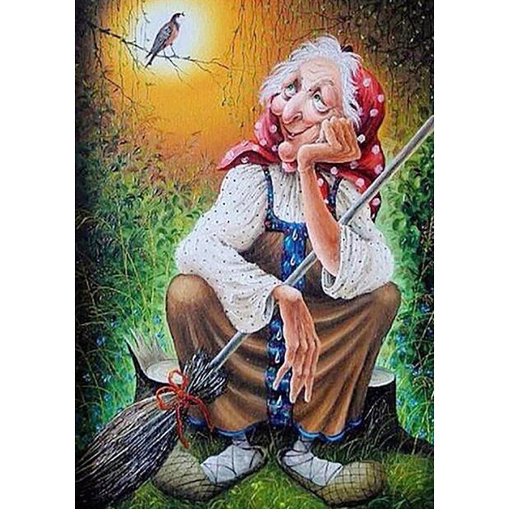 Vieille dame - diamant rond complet - 30x40cm