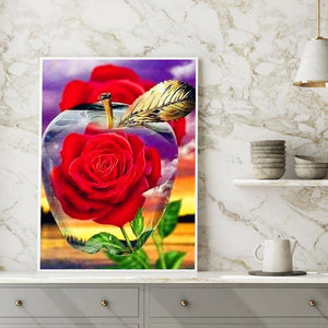 Rose - diamant rond complet - 40x50cm