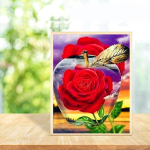 Rose - diamant rond complet - 40x50cm