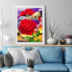 Rose - diamant rond complet - 40x50cm