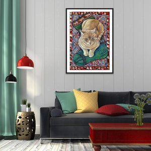 Chat - diamant rond complet - 30x40cm