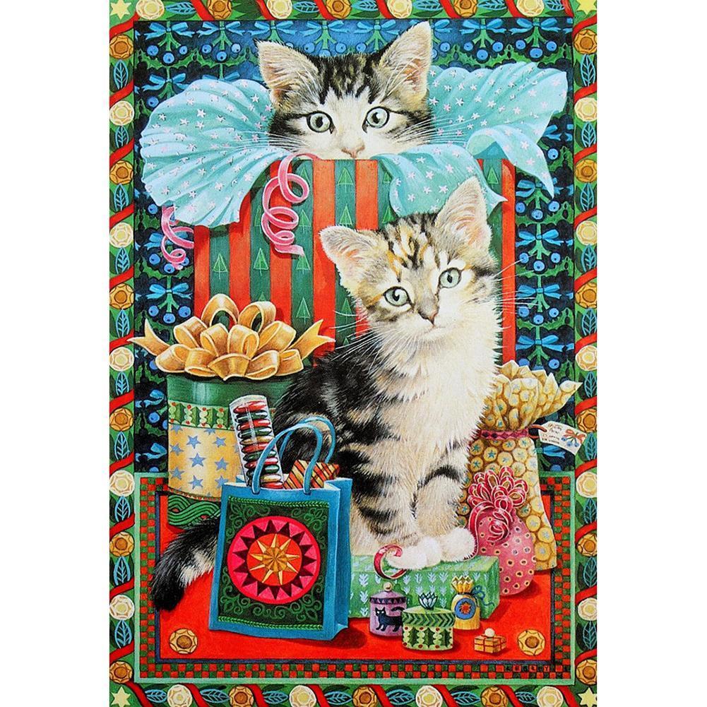 Chat - diamant rond complet - 30x40cm
