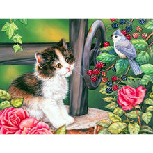 Charger l&#39;image dans la galerie, Chat - diamant rond complet - 40x30cm
